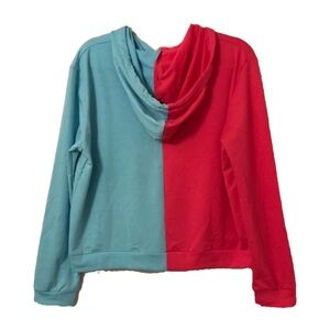 🆕 NWOT Blue/Pink Colourblock Hoodie Sweatshirt